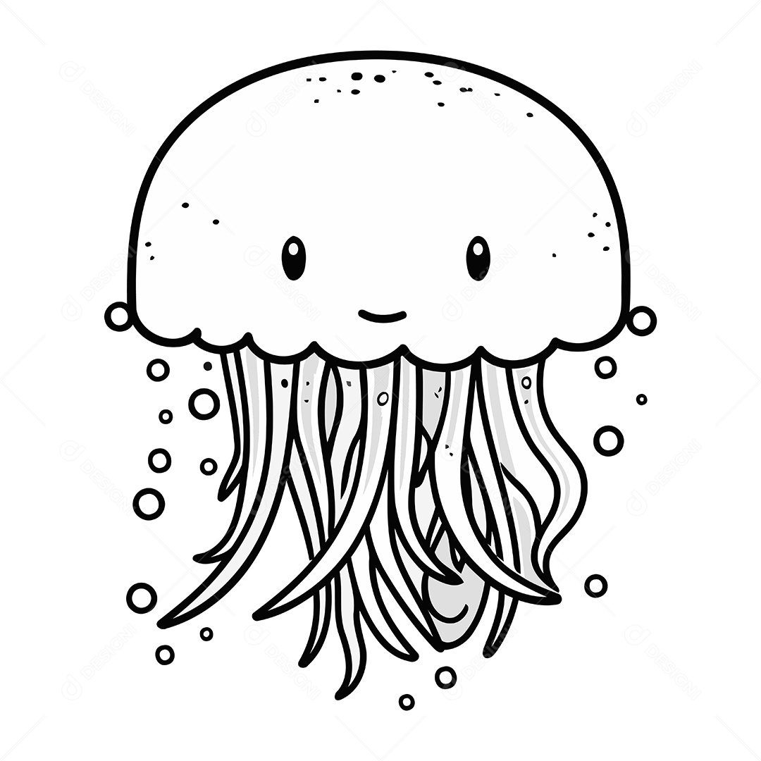 Água Viva Desenho Animado Ilustração Vetor EPS