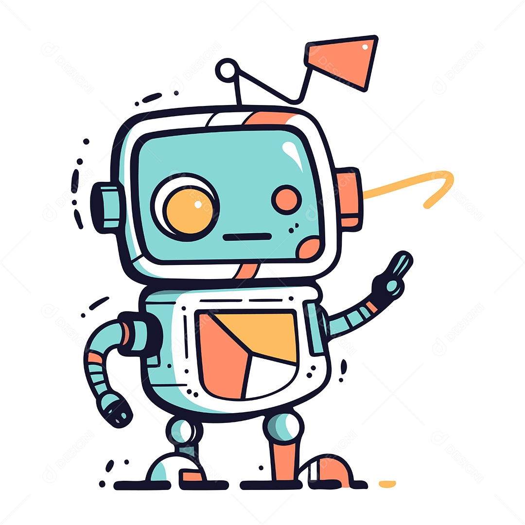 Robô Desenho Animado Ilustração Vetor EPS