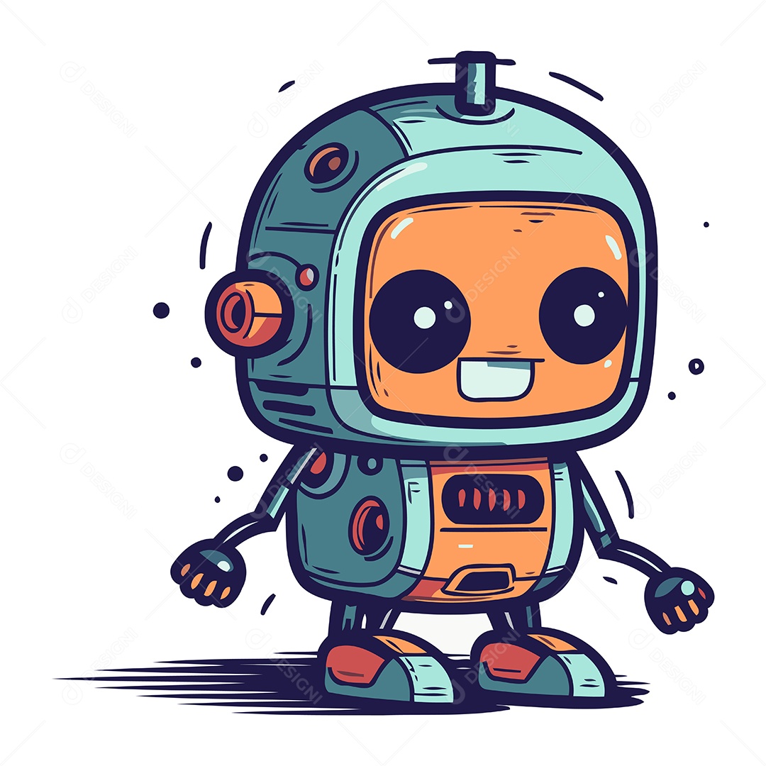 Robô Desenho Animado Ilustração Vetor EPS