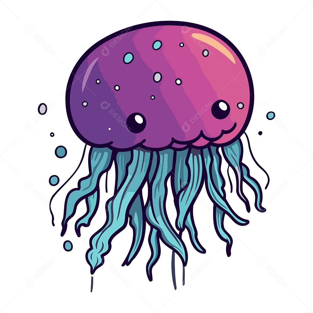 Água Viva Desenho Animado Ilustração Vetor EPS