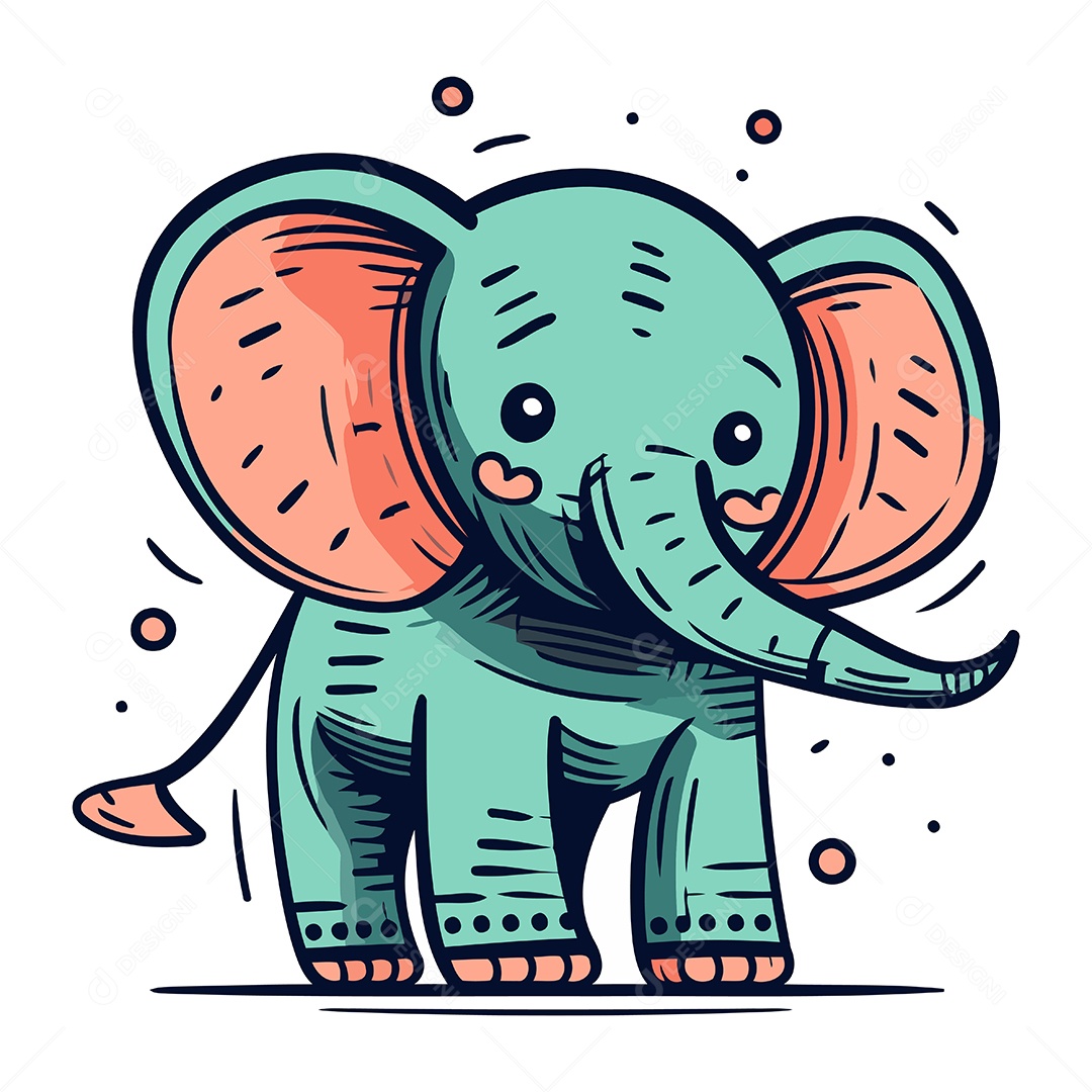 Elefante Desenho Animado Ilustração Vetor EPS