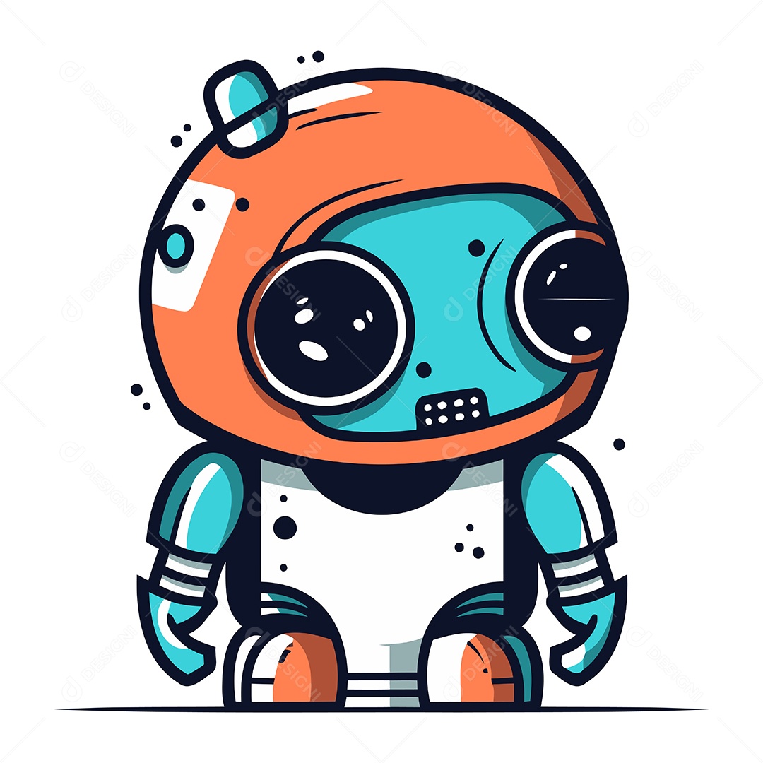 Robô Desenho Animado Ilustração Vetor EPS