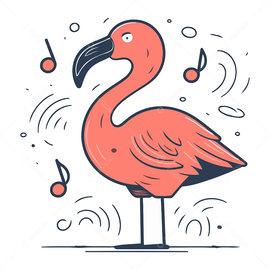 Flamingo Desenho Animado Ilustração Vetor EPS