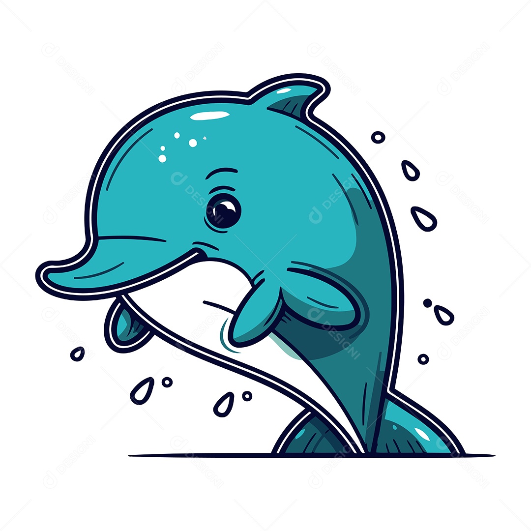 Golfinho Desenho Animado Ilustração Vetor EPS