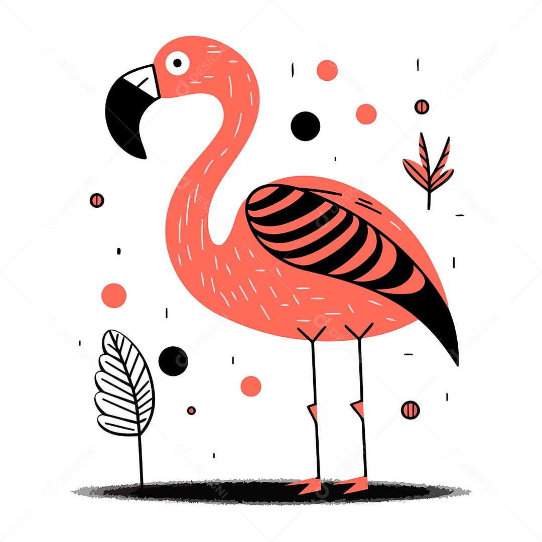 Flamingo Desenho Animado Ilustração Vetor EPS