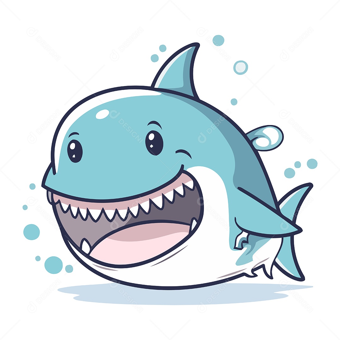 Tubarão Desenho Animado Ilustração Vetor EPS