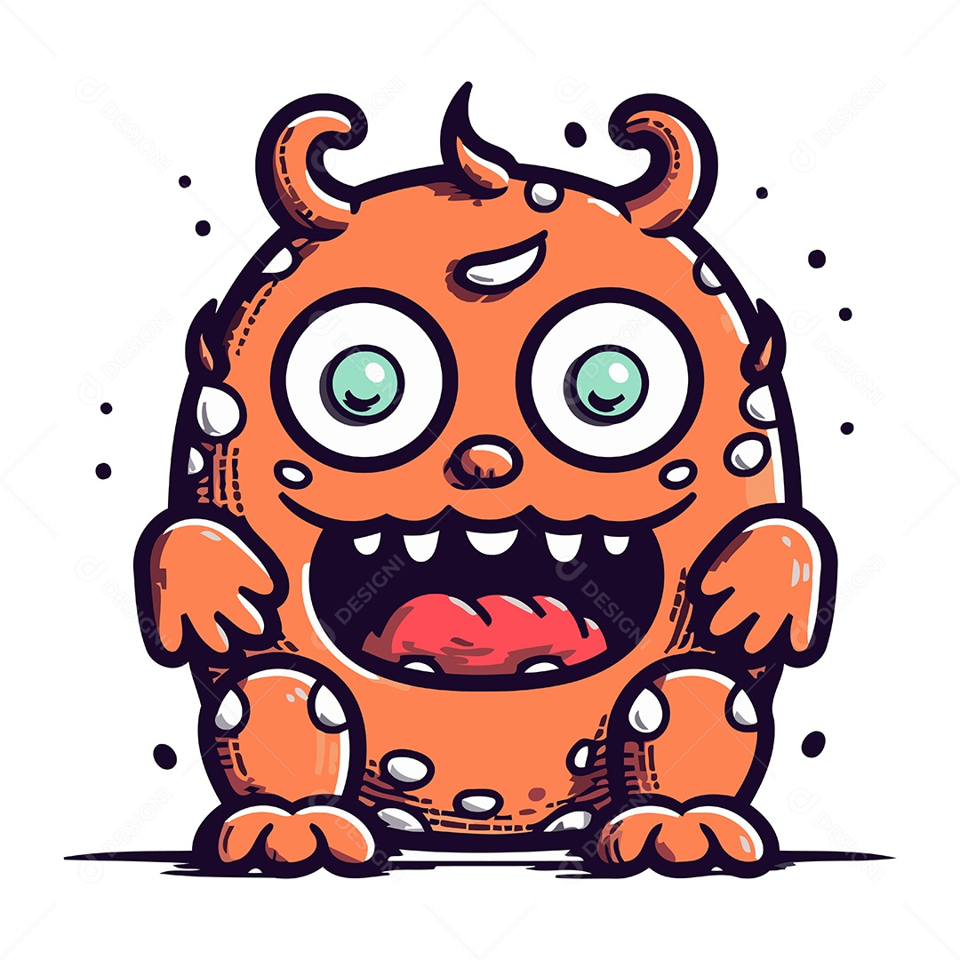 Monstro Desenho Animado Ilustração Vetor EPS