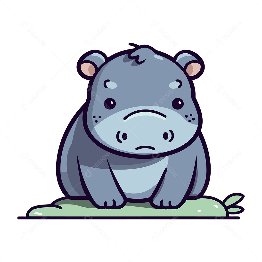 Hipopótamo Desenho Animado Ilustração Vetor EPS