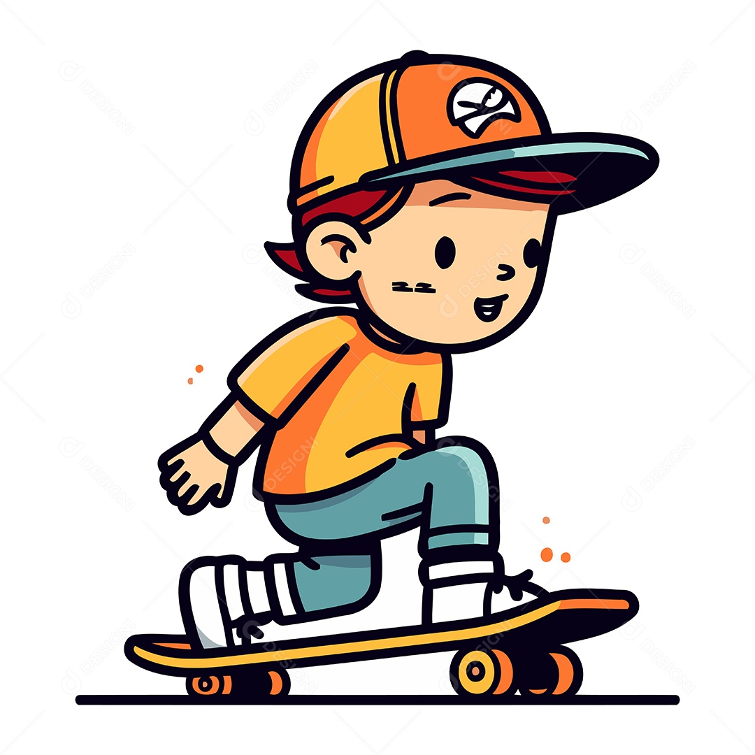 Garoto de Skate Desenho Animado Ilustração Vetor EPS
