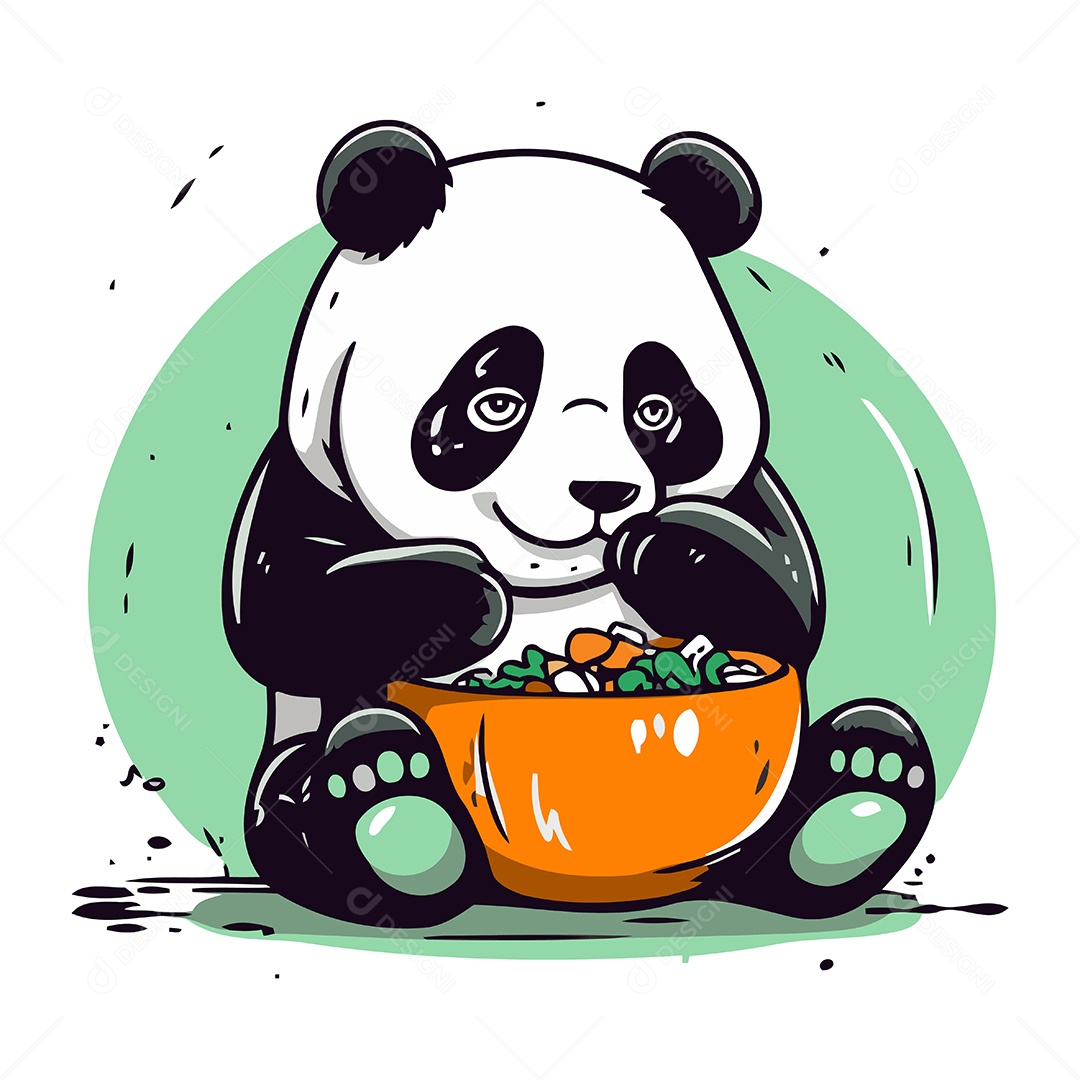 Urso Panda Desenho Animado Ilustração Vetor EPS
