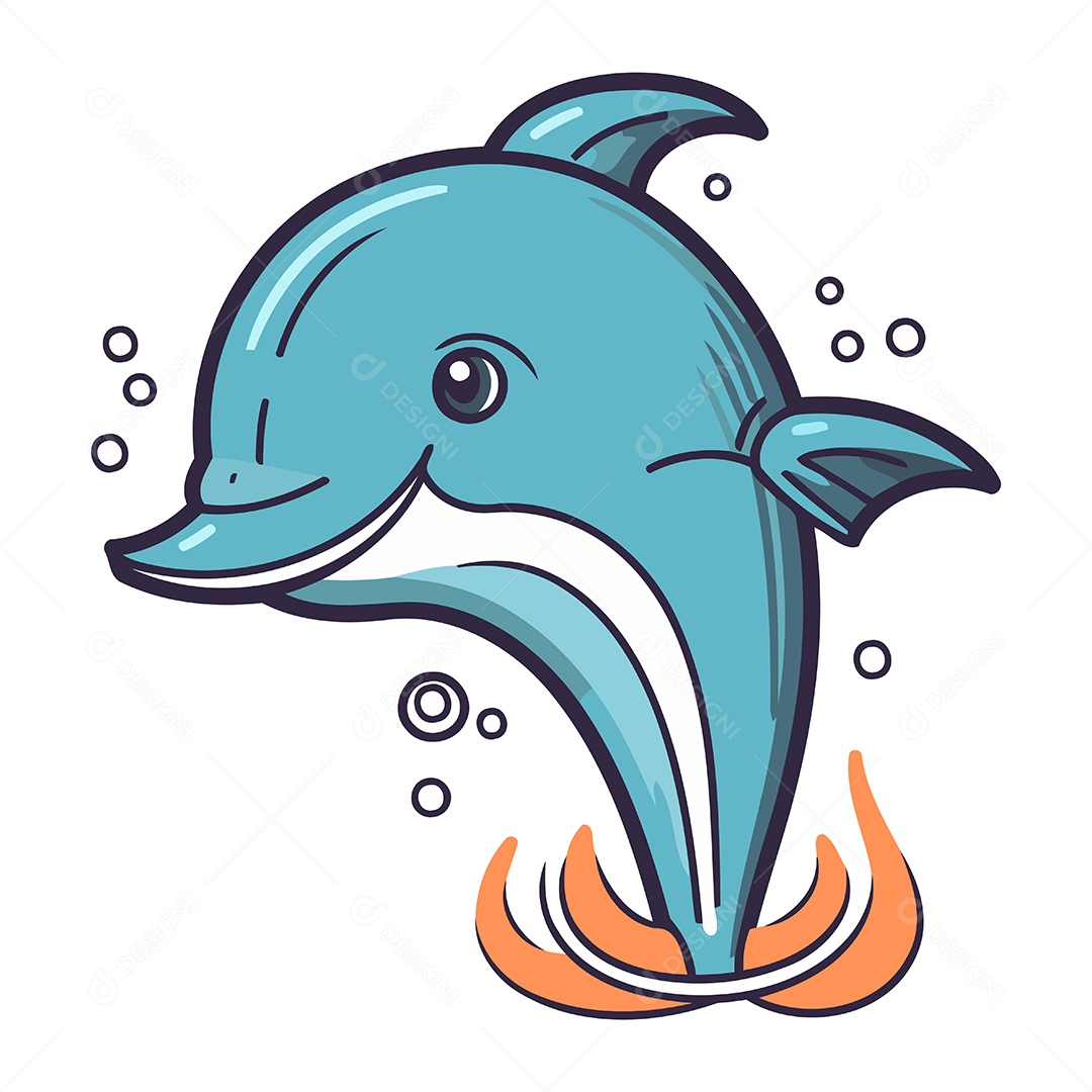 Golfinho Desenho Animado Ilustração Vetor EPS