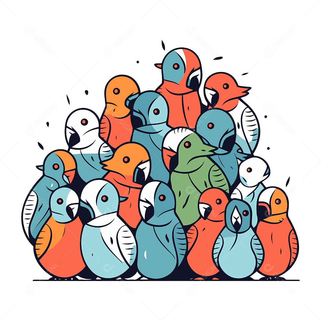 Pássaros Desenho Animado Ilustração Vetor EPS