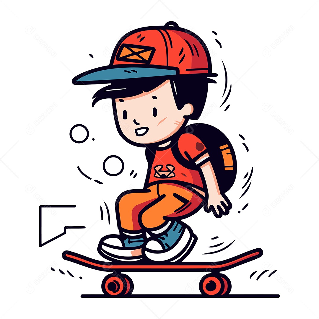 Garoto de Skate Desenho Animado Ilustração Vetor EPS