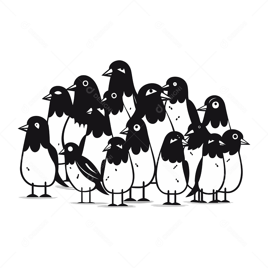 Pinguins Desenho Animado Ilustração Vetor EPS