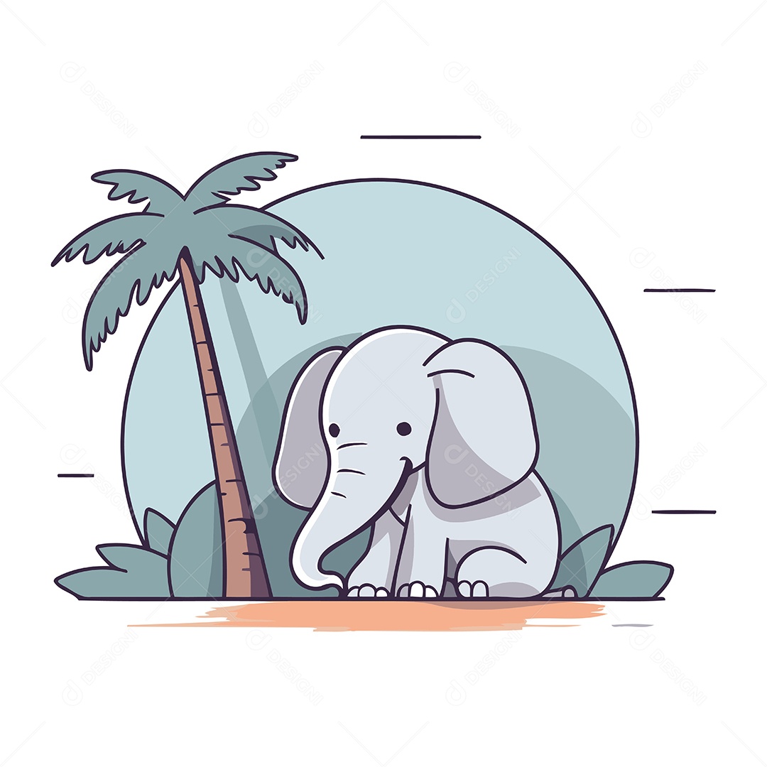 Elefante Desenho Animado Ilustração Vetor EPS