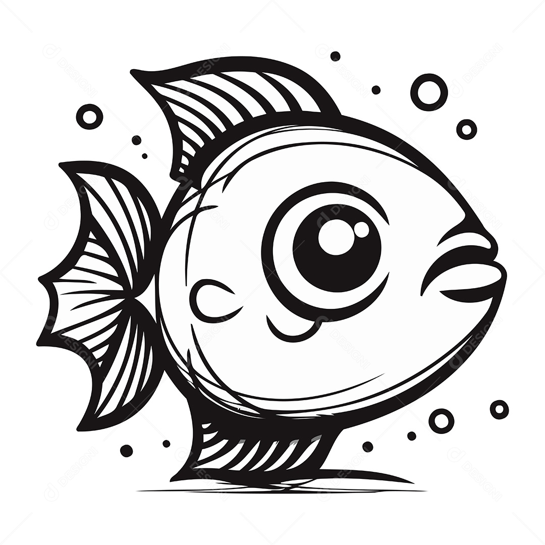 Peixe Desenho Animado Ilustração Vetor EPS