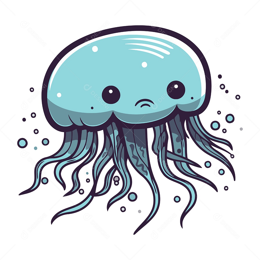 Água Viva Desenho Animado Ilustração Vetor EPS