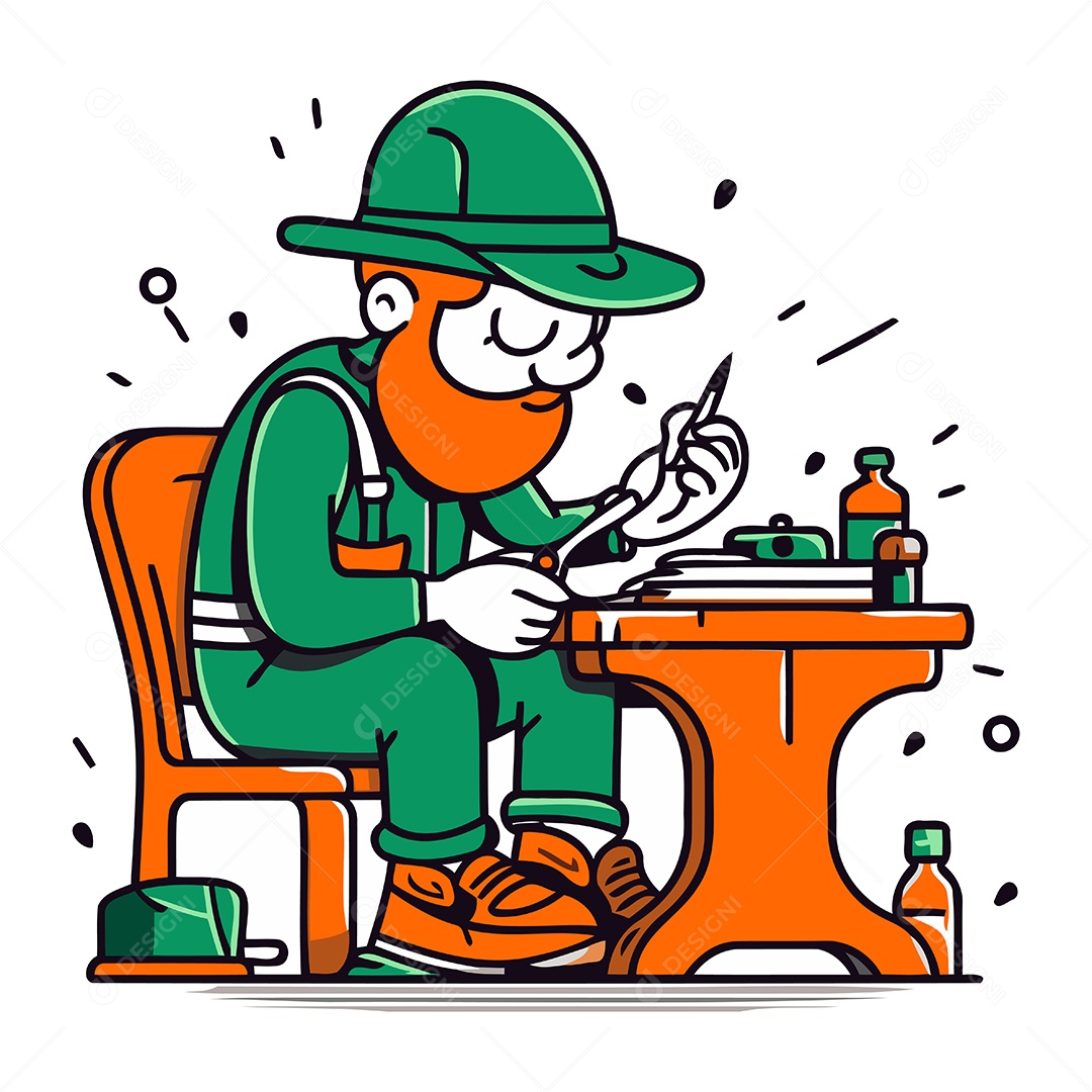 Escritor Desenho Animado Ilustração Vetor EPS