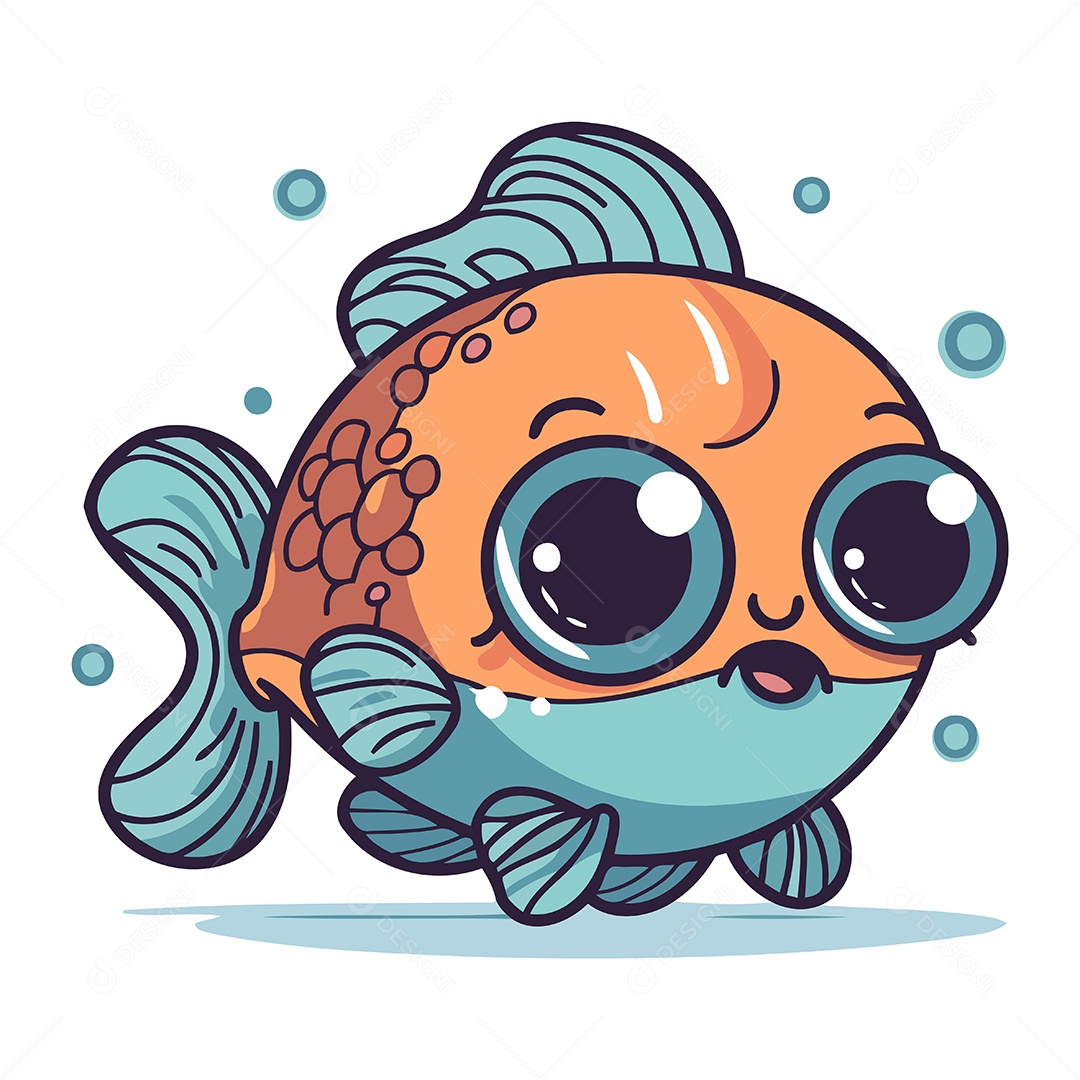 Peixe Desenho Animado Ilustração Vetor EPS