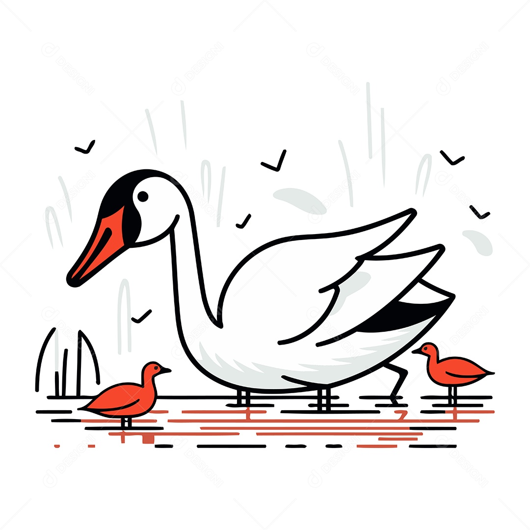 Pato Desenho Animado Ilustração Vetor EPS