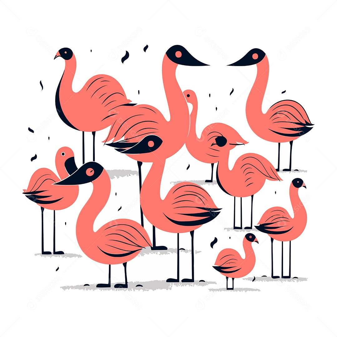 Flamingo Desenho Animado Ilustração Vetor EPS