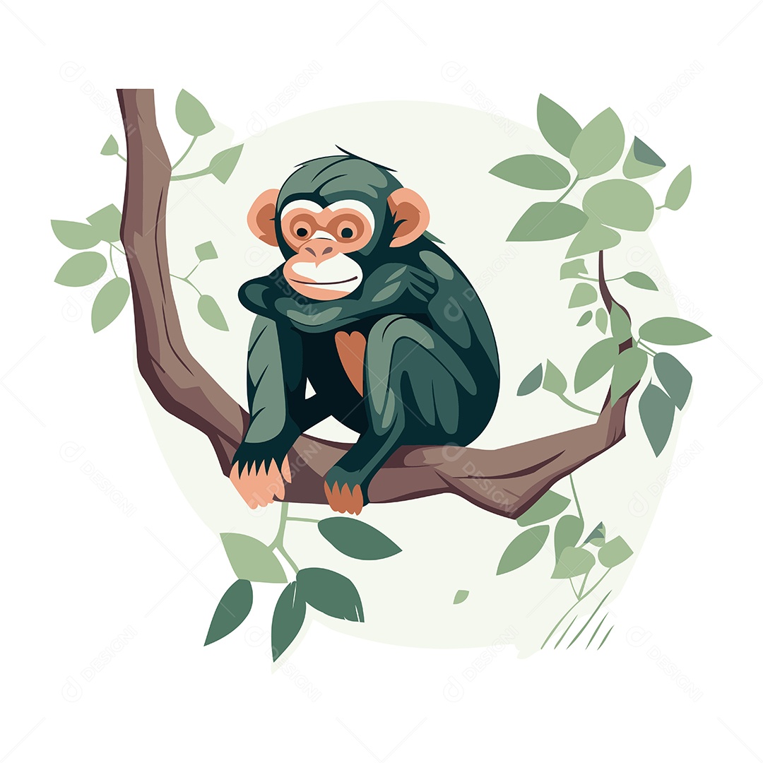 Macaco Desenho Animado Ilustração Vetor EPS