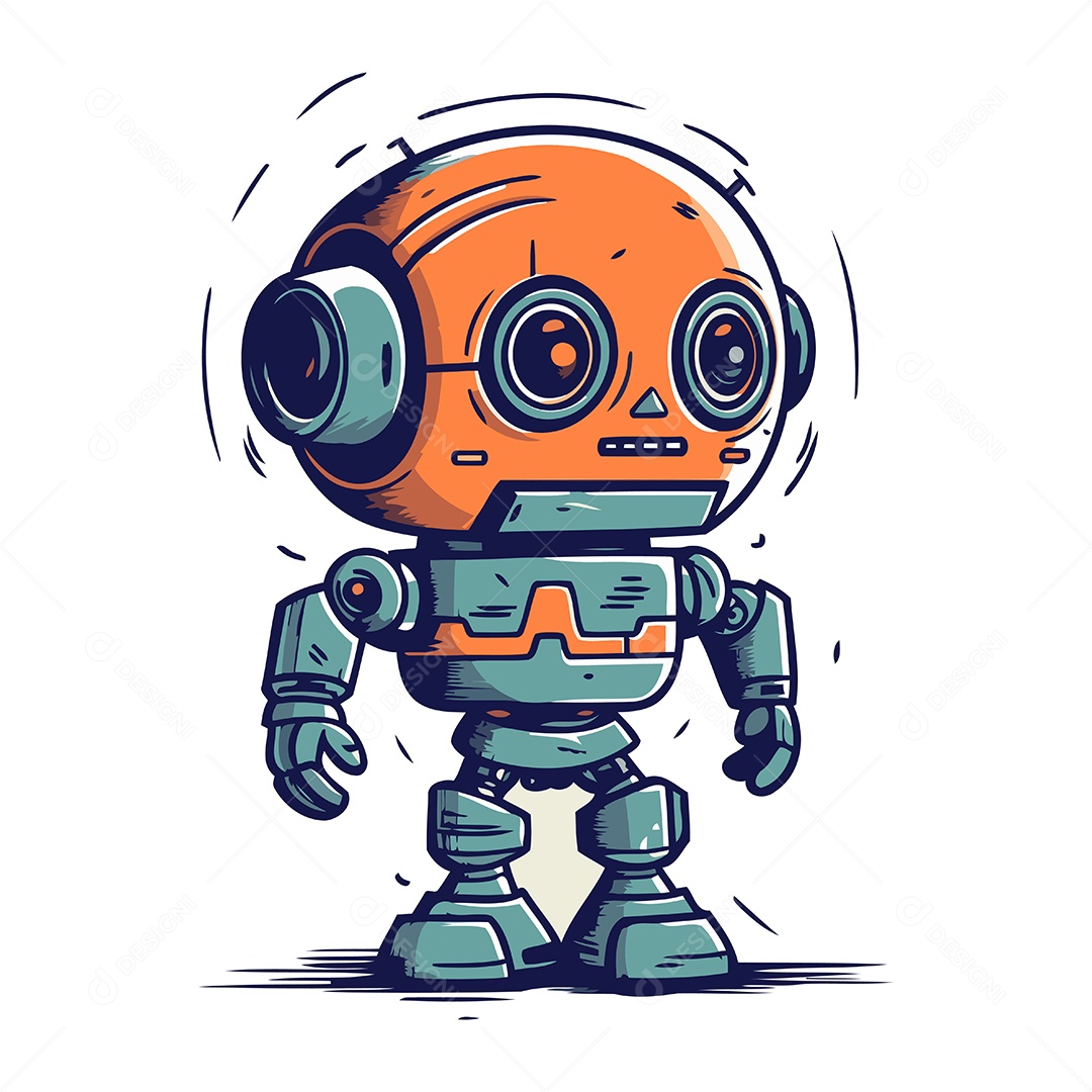 Robô Desenho Animado Ilustração Vetor EPS