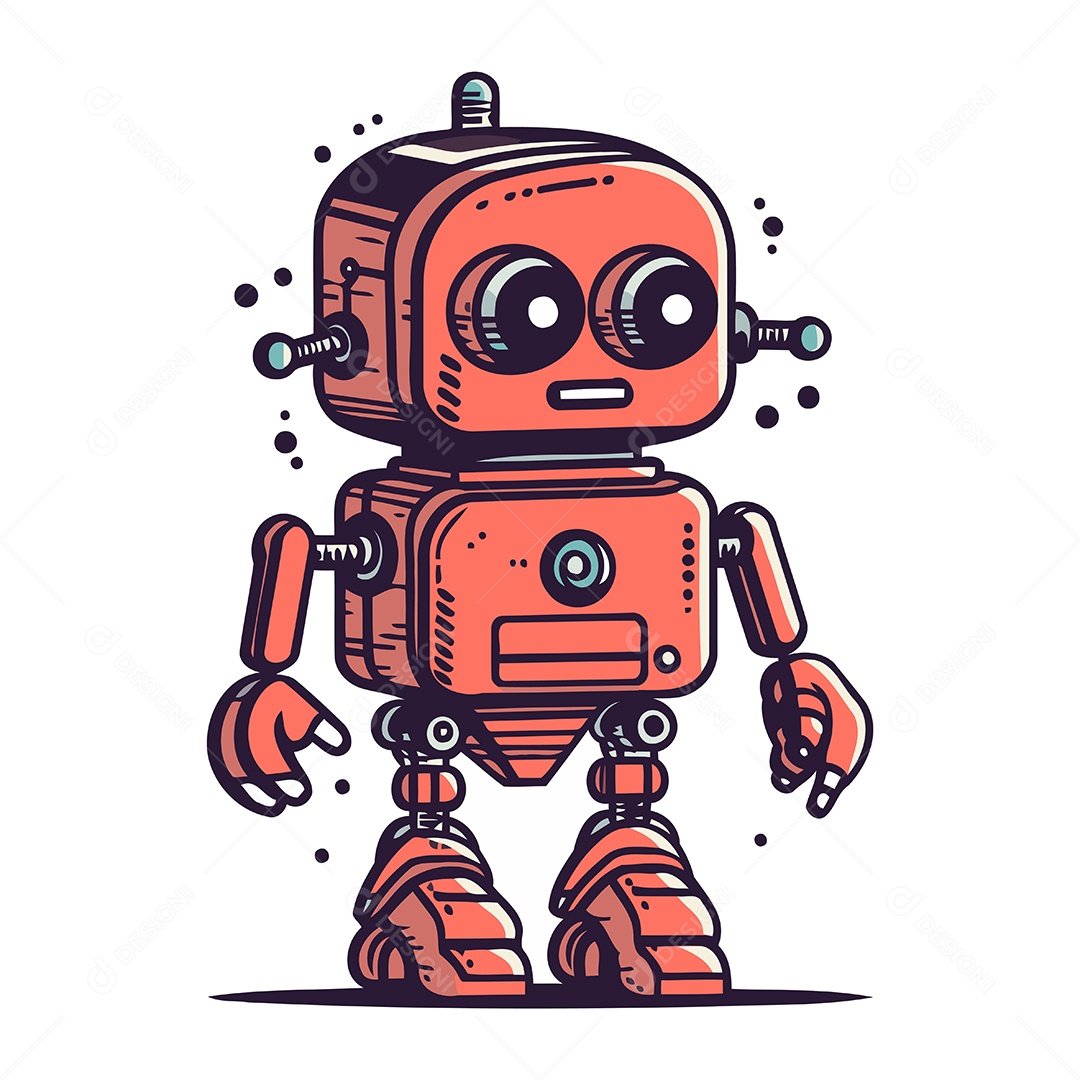 Robô Desenho Animado Ilustração Vetor EPS