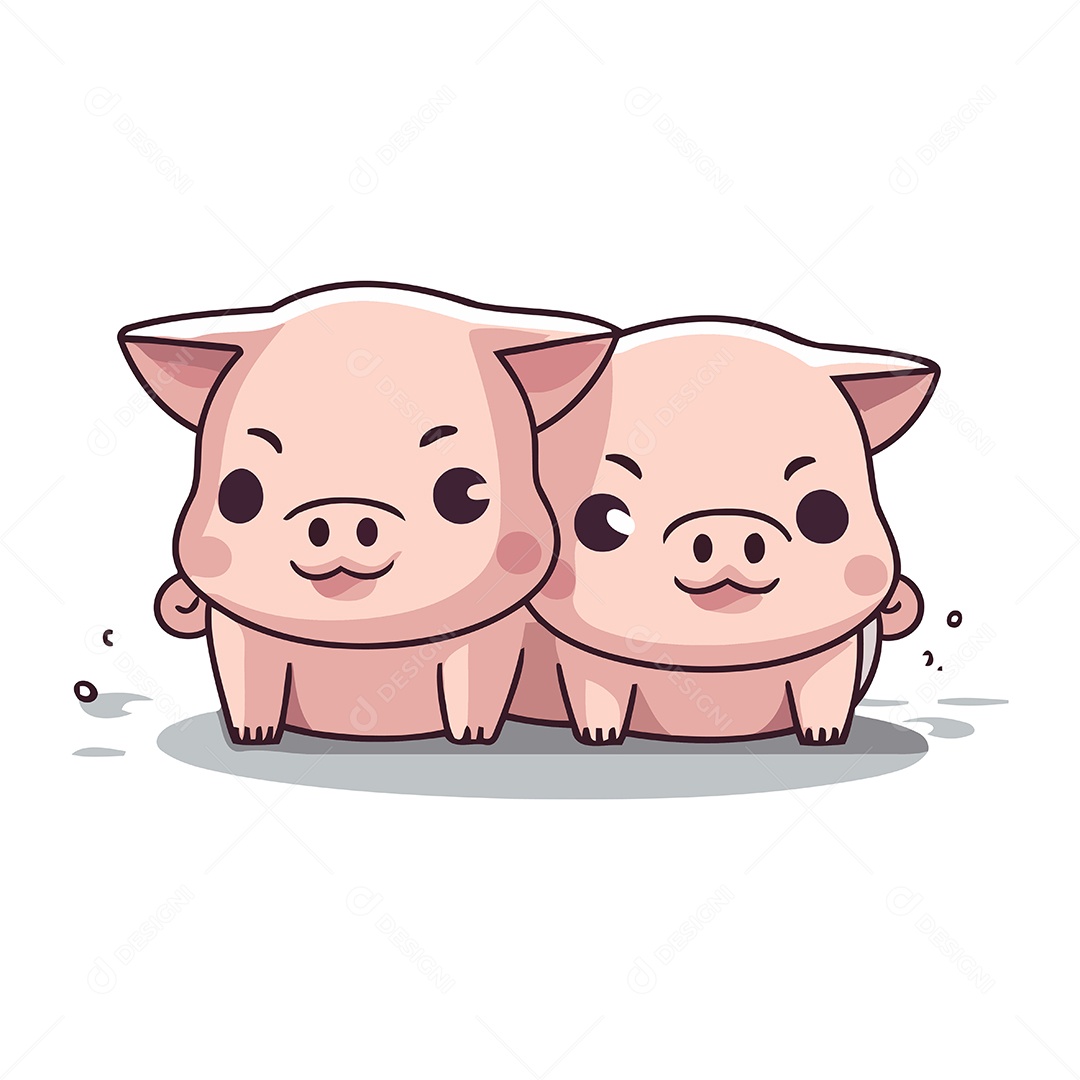 Porcos Desenho Animado Ilustração Vetor EPS