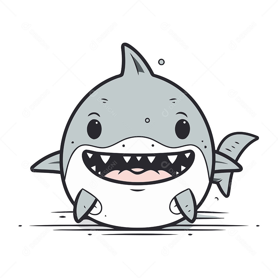 Tubarão Desenho Animado Ilustração Vetor EPS