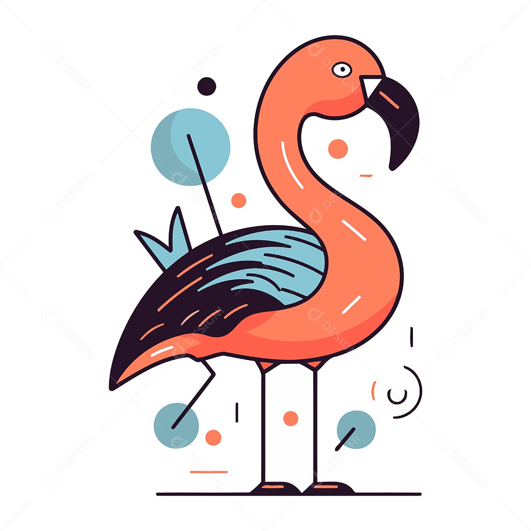 Flamingo Desenho Animado Ilustração Vetor EPS