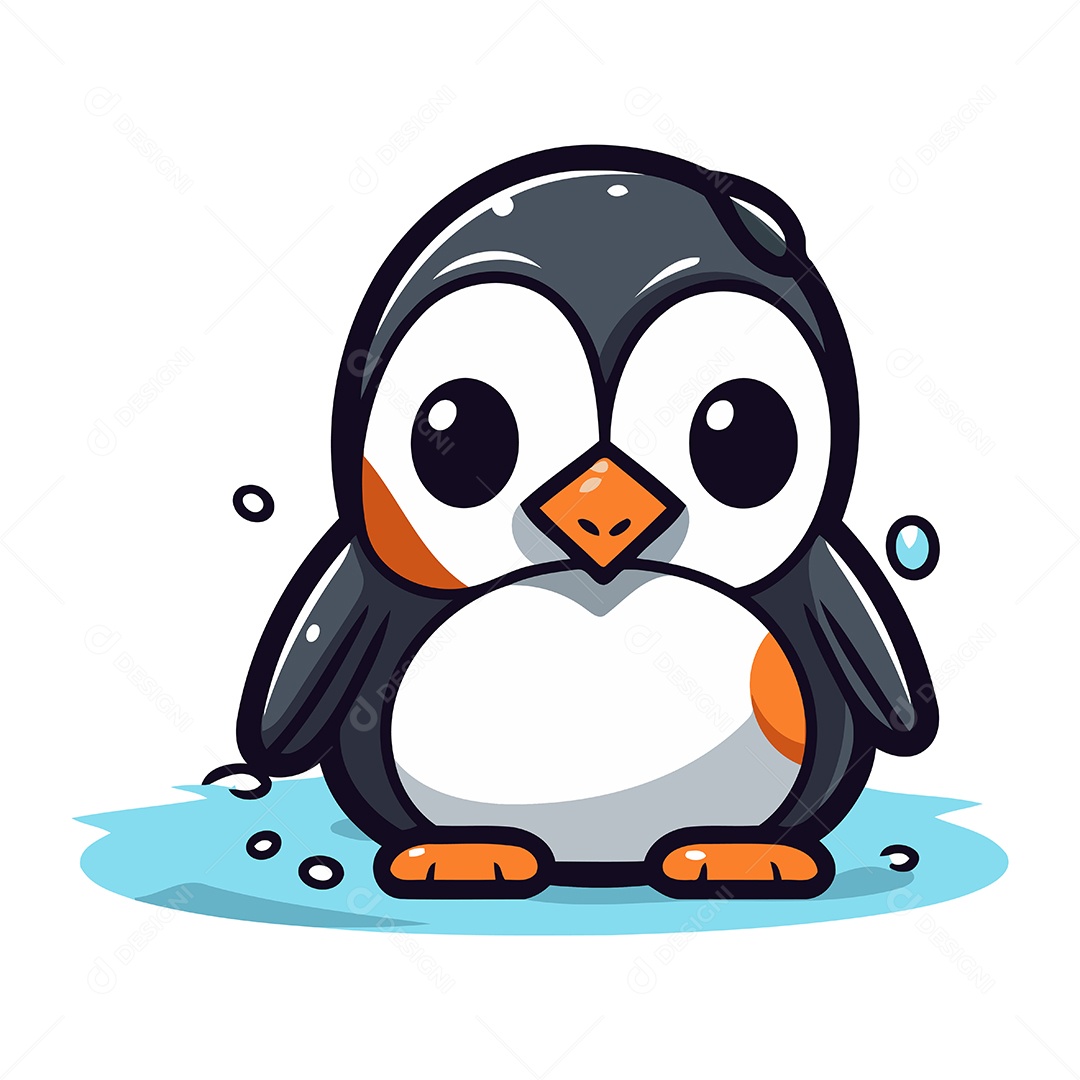 Pinguim Desenho Animado Ilustração Vetor EPS