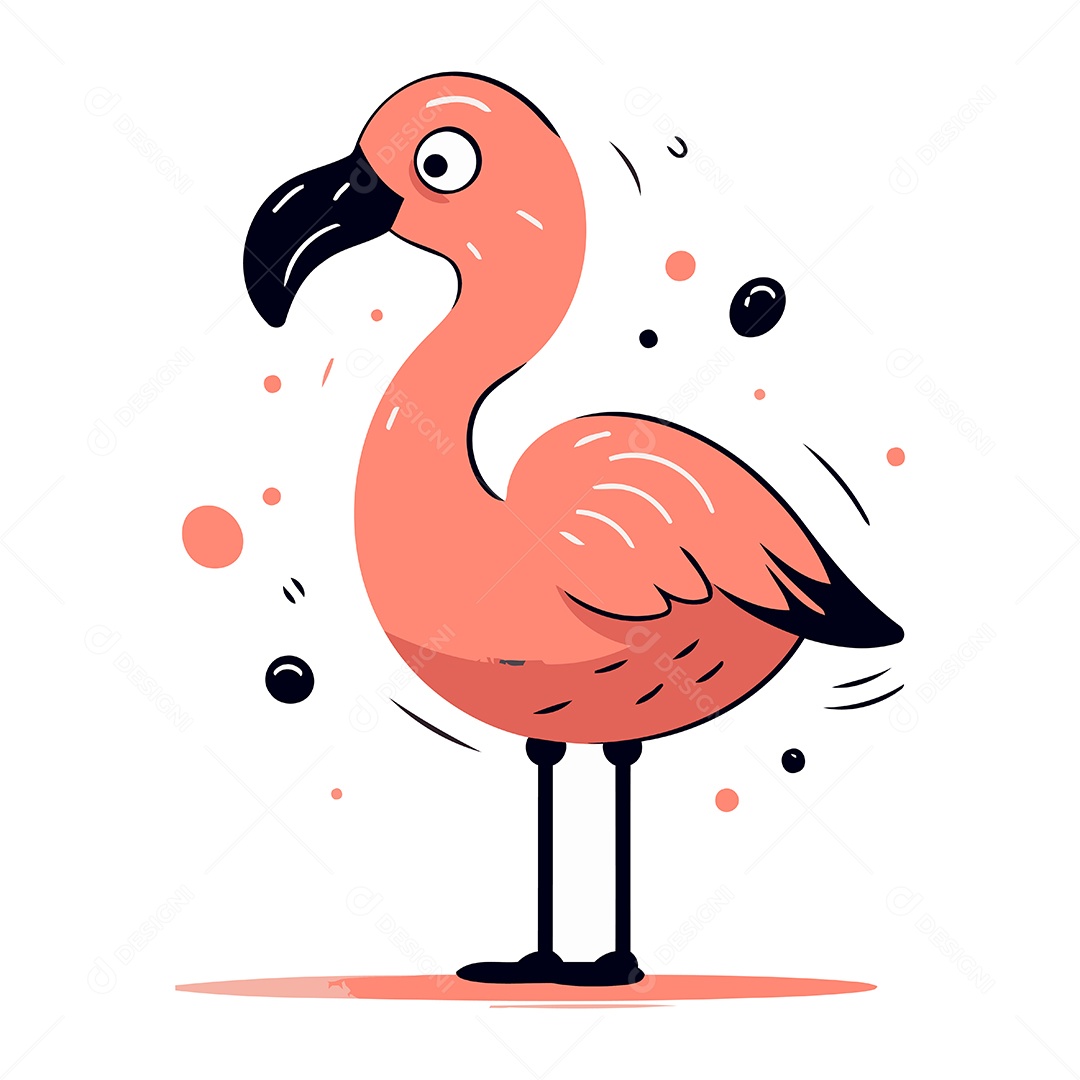Flamingo Desenho Animado Ilustração Vetor EPS