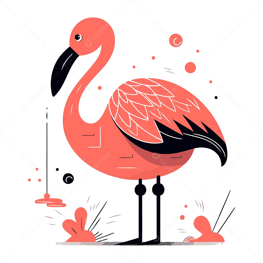 Flamingo Desenho Animado Ilustração Vetor EPS