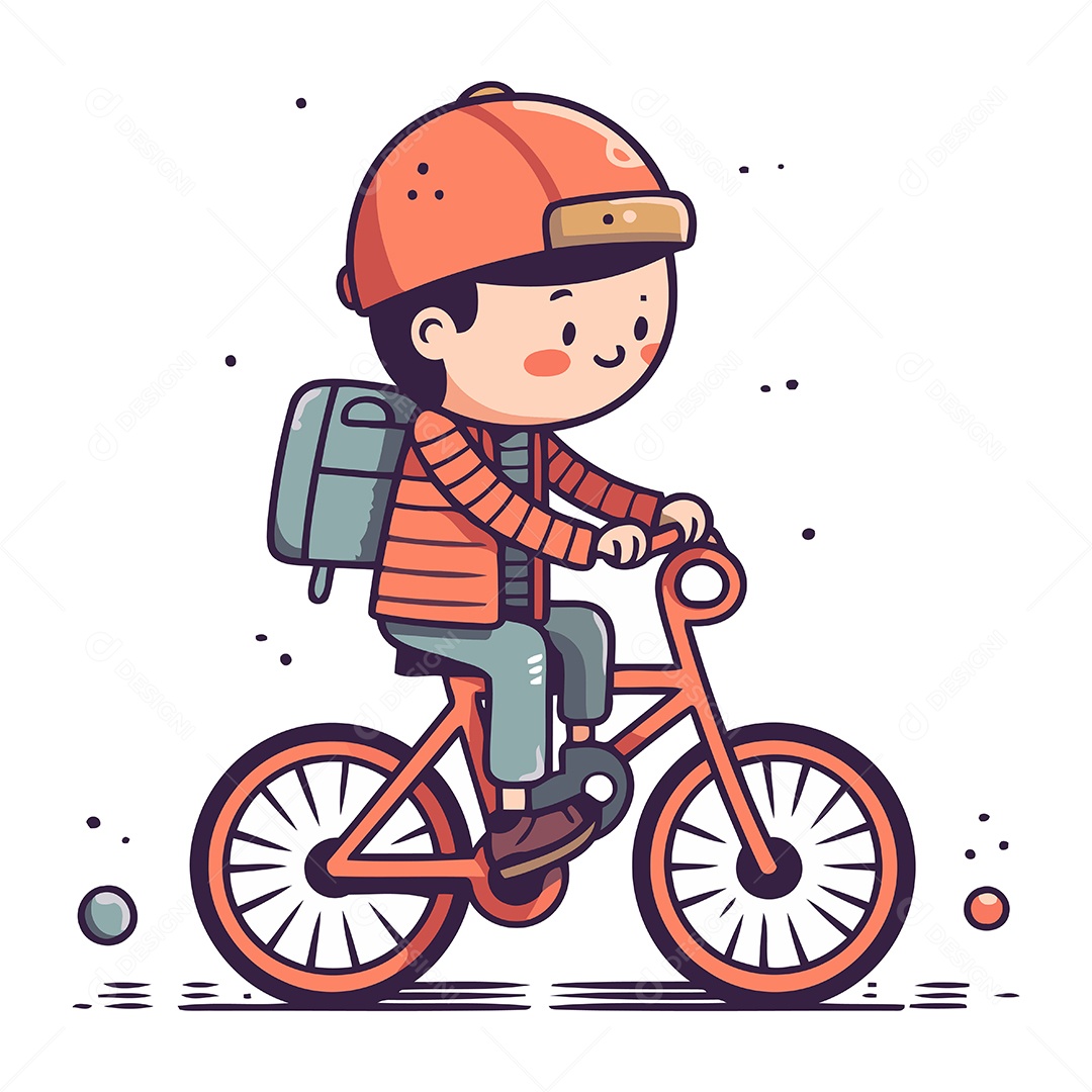 Garoto de Bicicleta Ilustração Vetor EPS