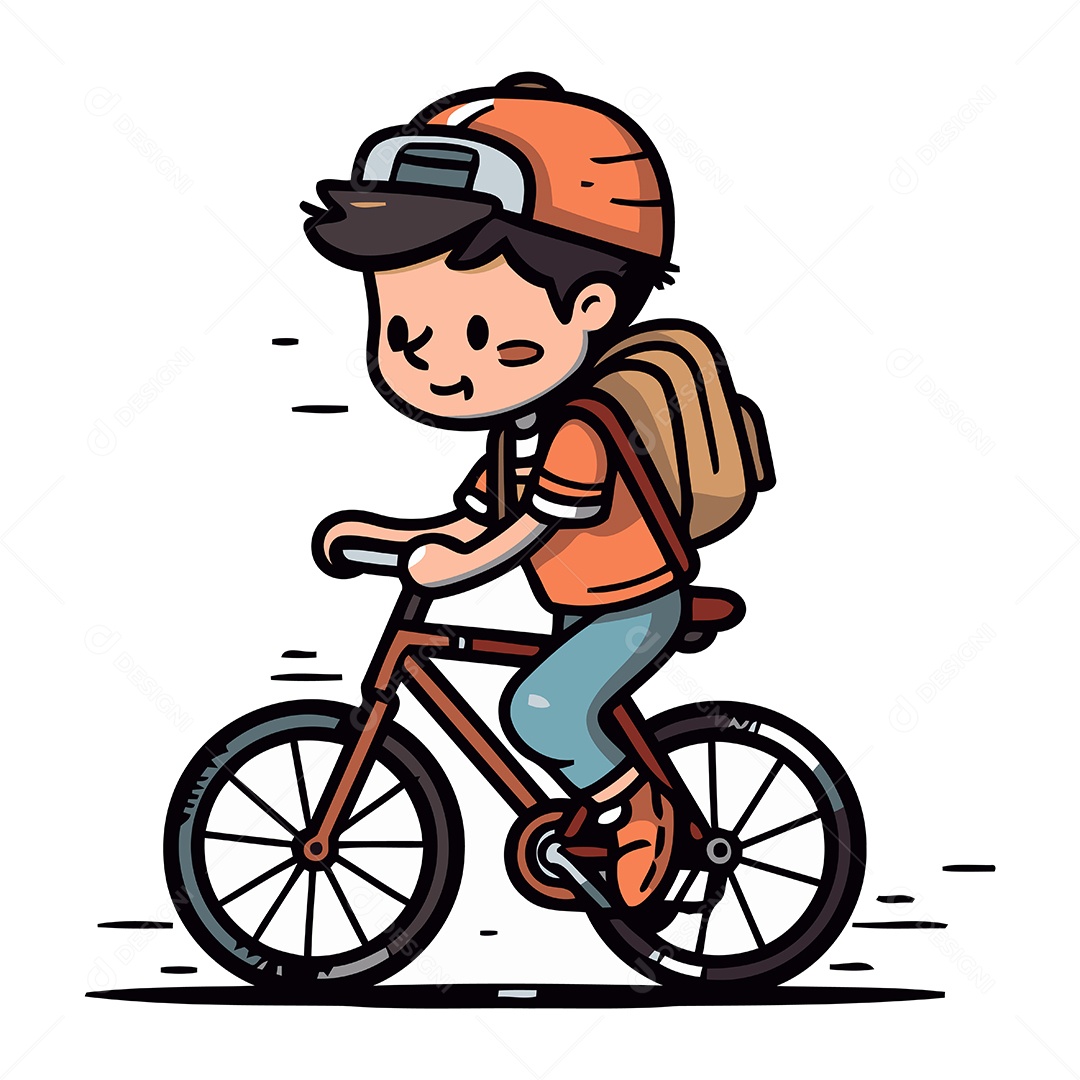Garoto de Bicicleta Desenho Animado Ilustração Vetor EPS