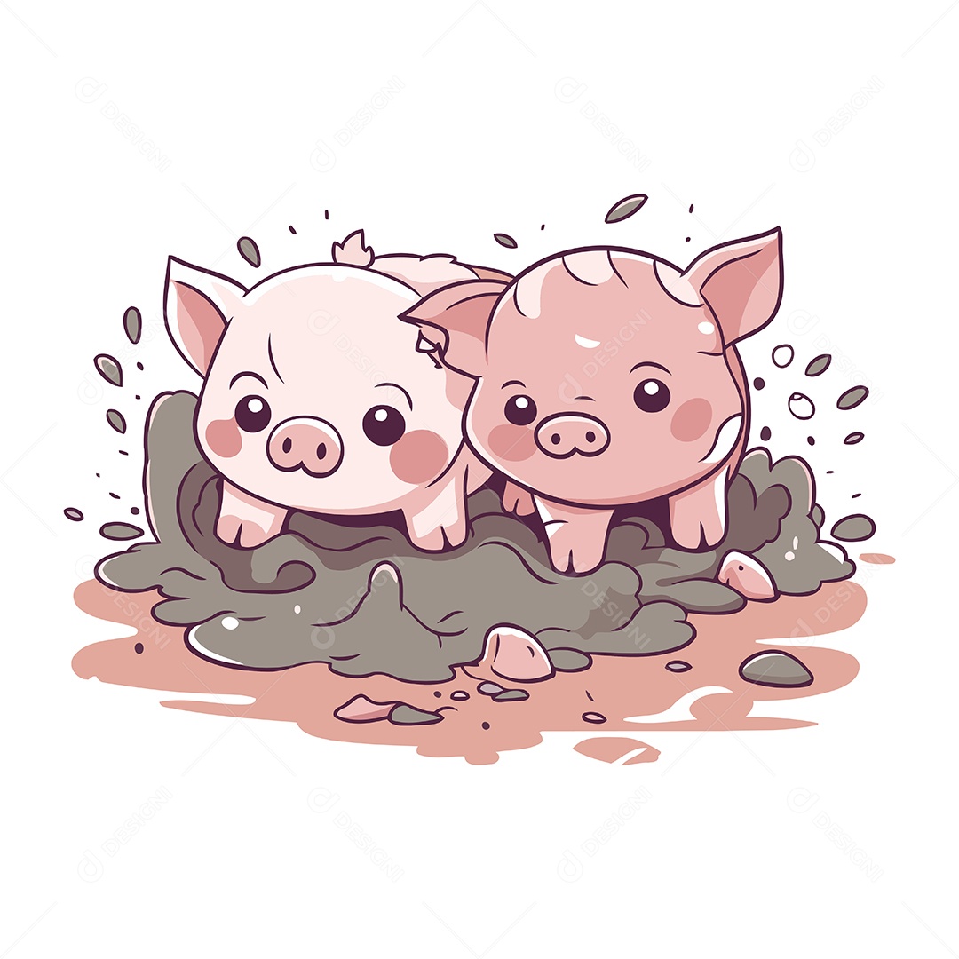 Porcos Desenho Animado Ilustração Vetor EPS