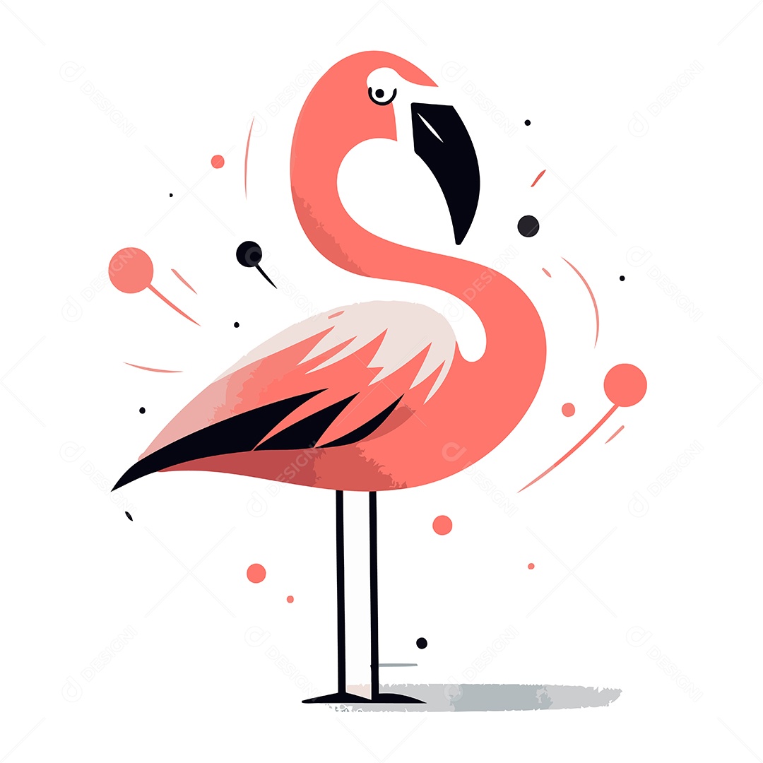 Flamingo Desenho Animado Ilustração Vetor EPS