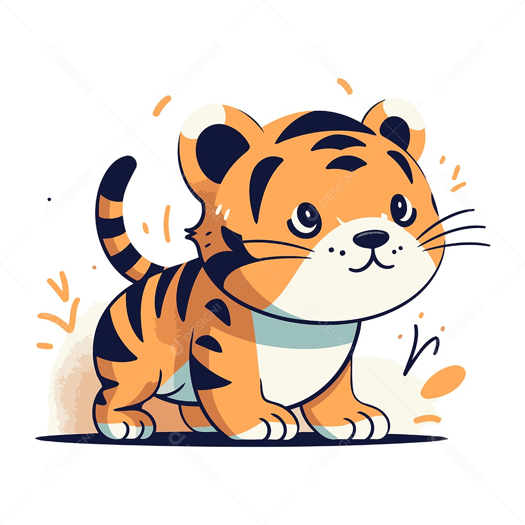 Tigre Desenho Animado Ilustração Vetor EPS