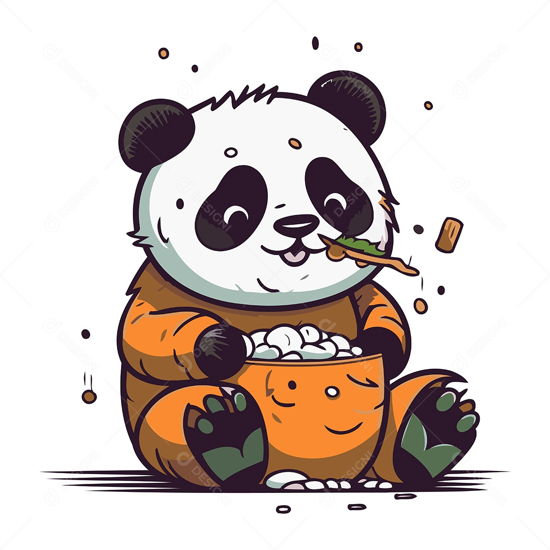 Urso Panda Desenho Animado Ilustração Vetor EPS