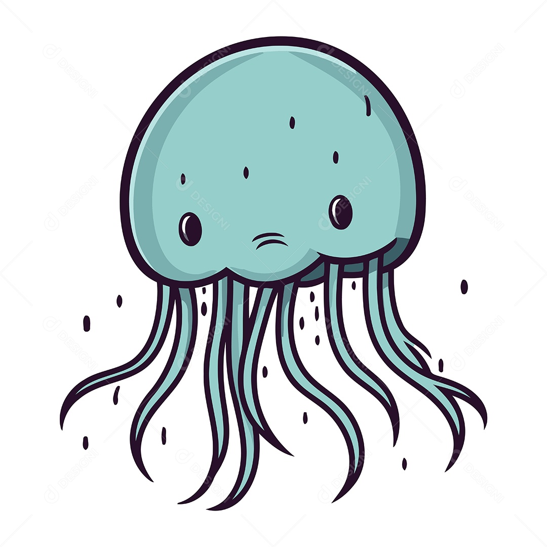 Água Viva Desenho Animado Ilustração Vetor EPS