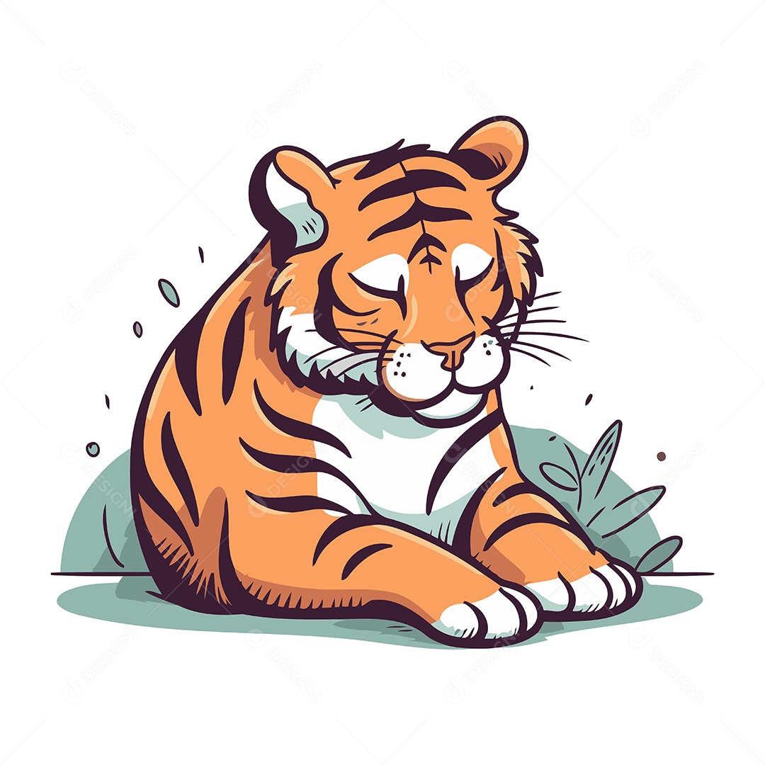 Tigre Desenho Animado Ilustração Vetor EPS