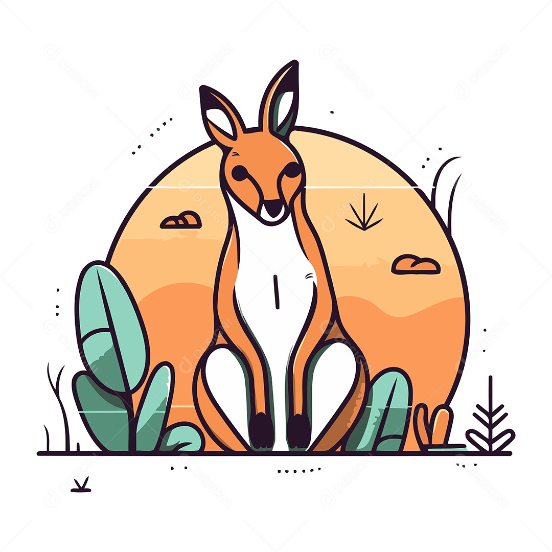 Canguru Desenho Animado Ilustração Vetor EPS