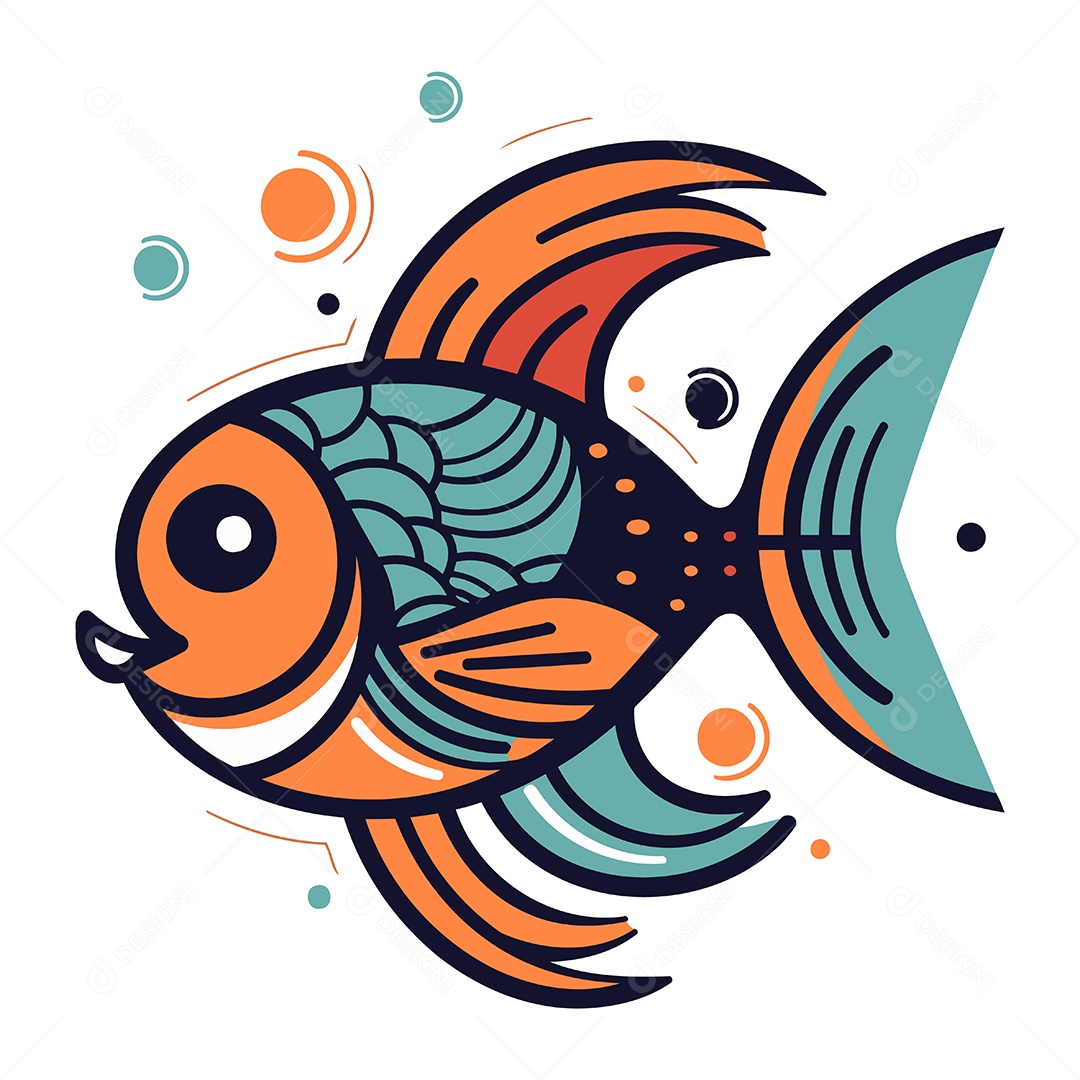 Peixe Desenho Animado Ilustração Vetor EPS