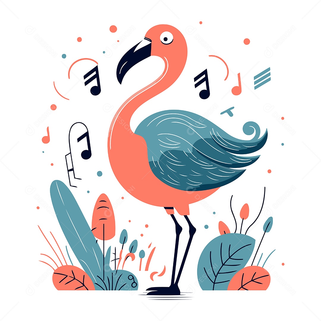Flamingo Desenho Animado Ilustração Vetor EPS