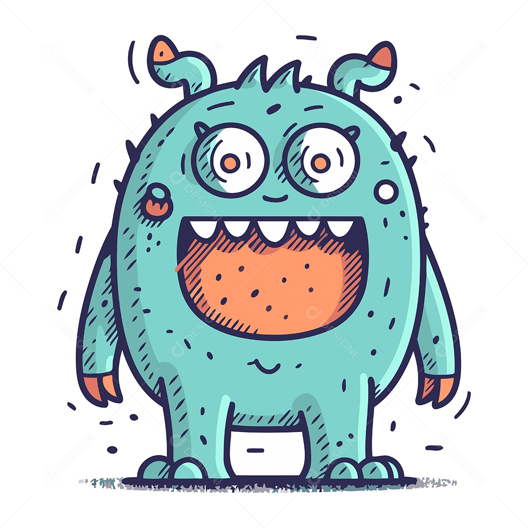 Monstro Desenho Animado Ilustração Vetor EPS