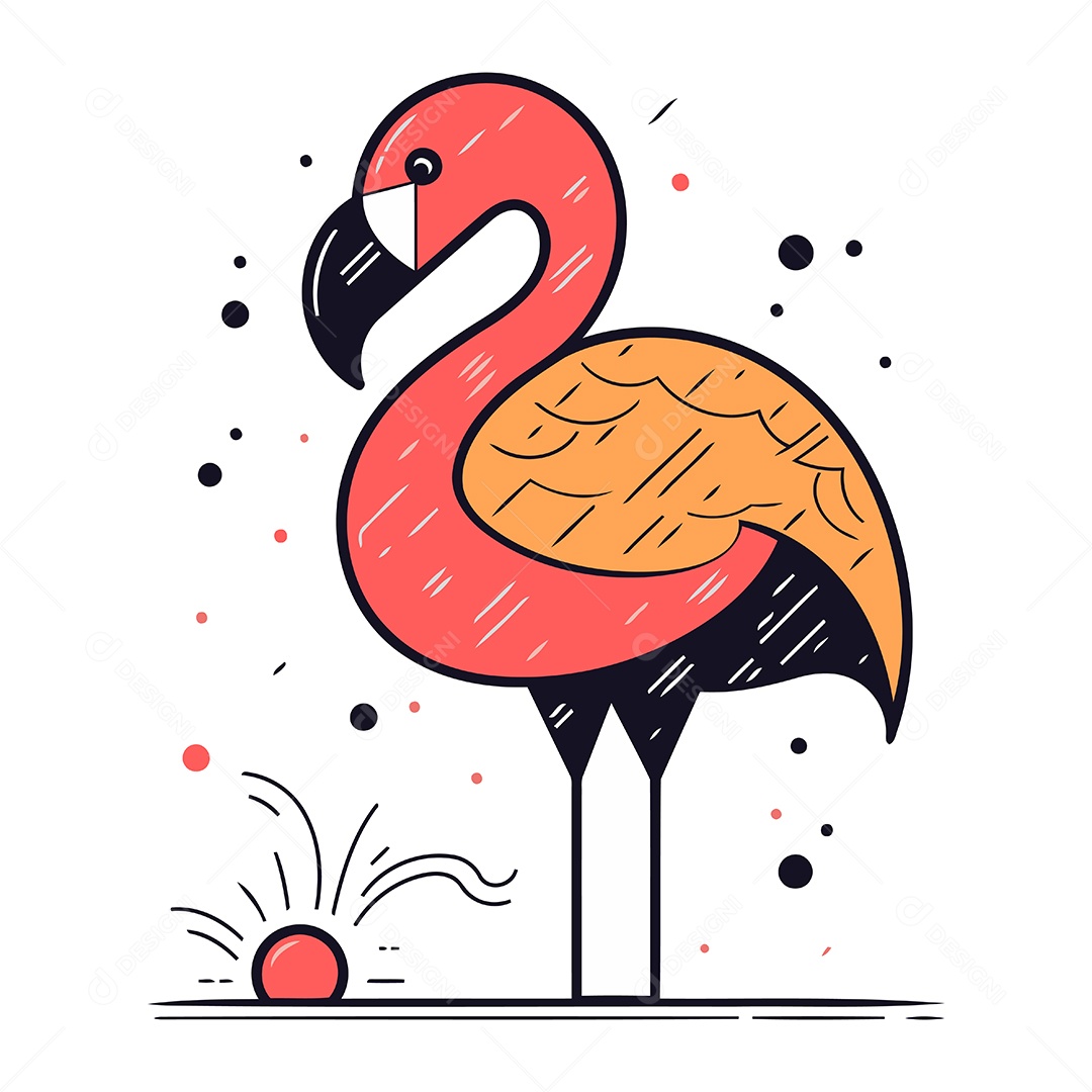 Flamingo Desenho Animado Ilustração Vetor EPS