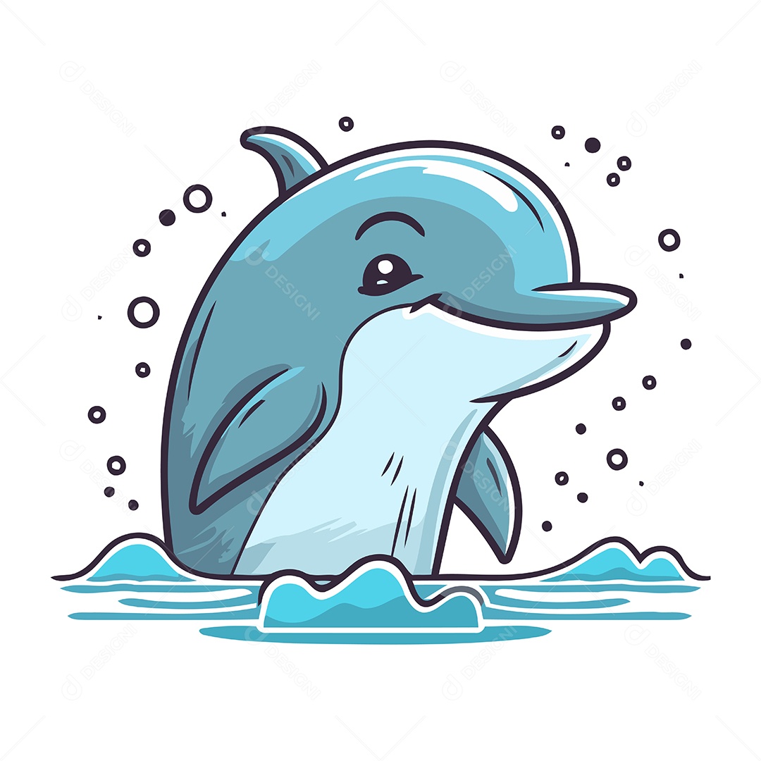 Golfinho Desenho Animado Ilustração Vetor EPS
