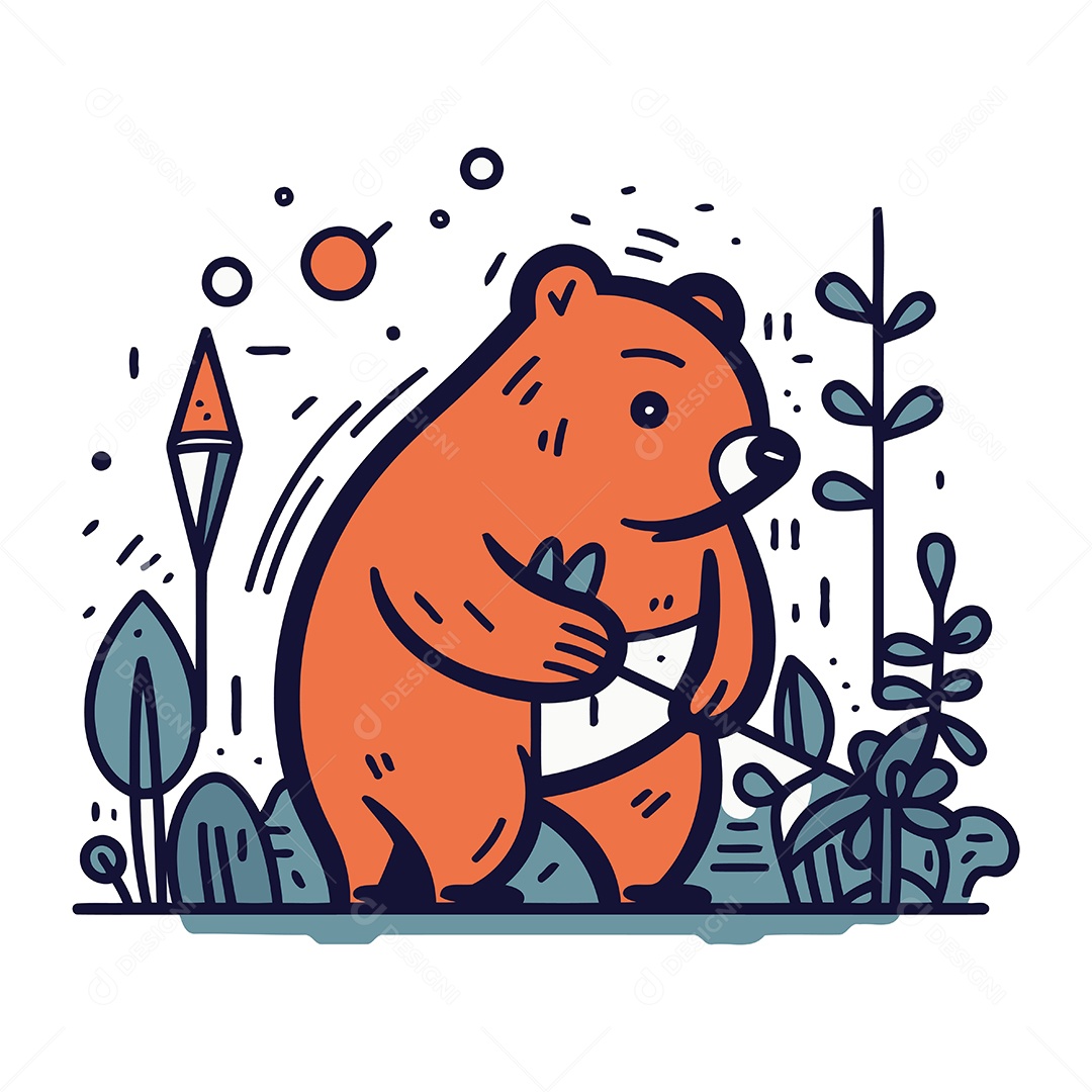 Urso Desenho Animado Ilustração Vetor EPS
