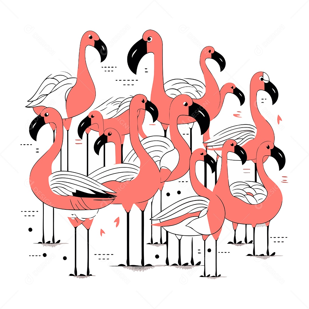 Flamingos Desenho Animado Ilustração Vetor EPS
